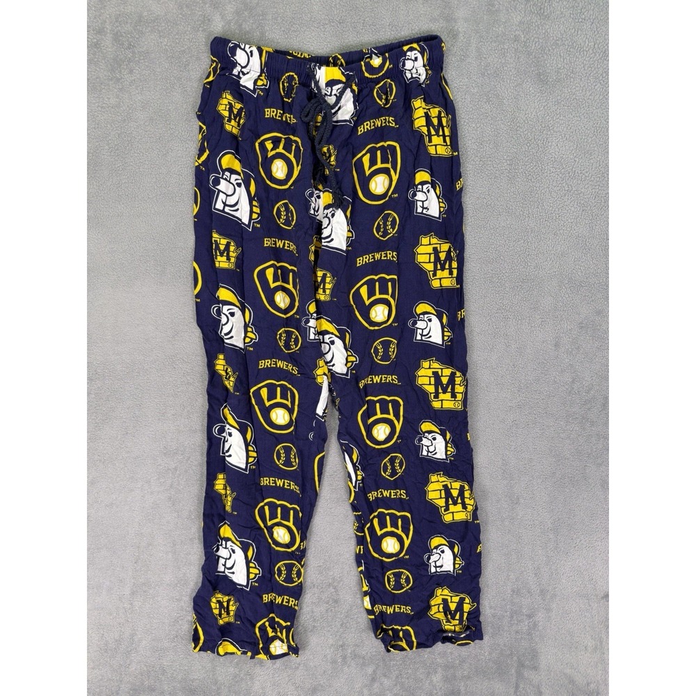 Milwaukee Brewer Pants Kids Boys Large Blue Barrel Man‎ Logo Pajama Loungewear